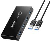 UGREEN USB 3.0 4-Port Switch With 2 Pack USB Male Cable