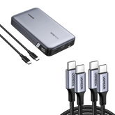 (Bundle) 100W 20000mAh Power Bank + 3.3FT 100W USB-C Cable 2 Pack
