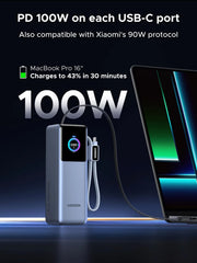 UGREEN 200W Power Bank 25000mAh Fast Charging Built-in Cable