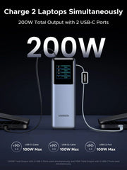 UGREEN 200W Power Bank 25000mAh Fast Charging Built-in Cable