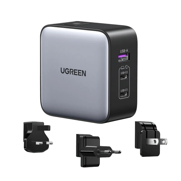 UGREEN Nexode 65W 3-Port Travel Charger with US/UK/EU Plug