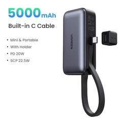 UGREEN Mini Power Bank 5000mAh 22.5W with Built-in Cable